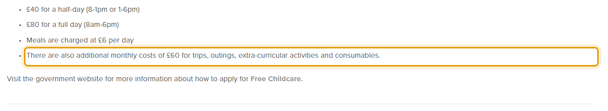 The fees as published on jandsplayhouse.com