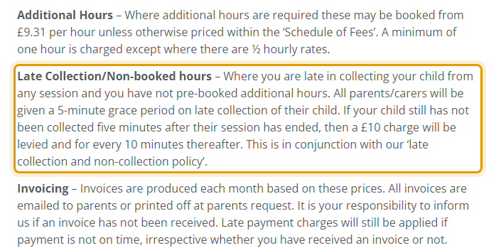 The fees as published on jellybearsnursery.co.uk/prices