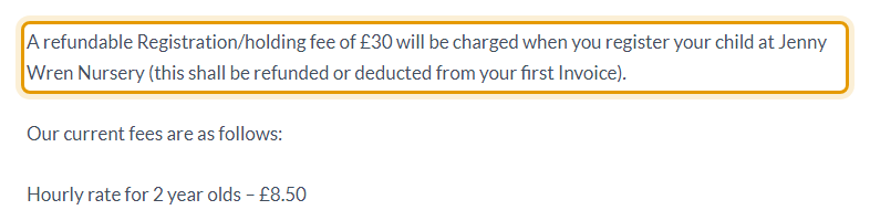 The fees as published on jennywrennursery.co.uk/fees