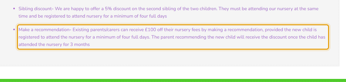 The fees as published on joyfulstarnursery.co.uk/fees-and-funding