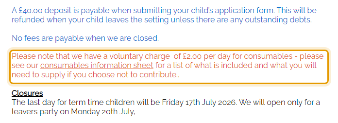 The fees as published on kiplinglions.co.uk/timesprices
