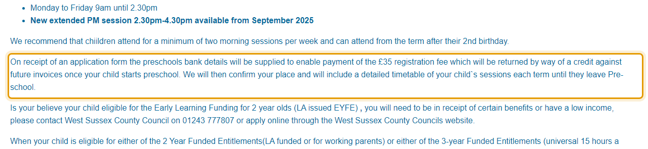 The fees as published on laughandlearn.co.uk/session-times-and-fees.php