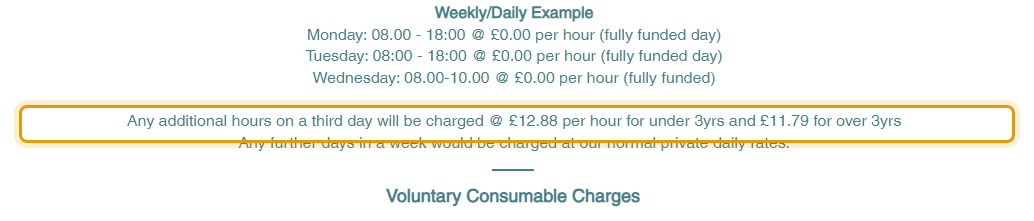 The fees as published on lexdenlodge.co.uk/fees