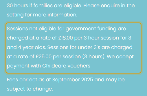 The fees as published on lipreschoolandoutofschool.org/preschool