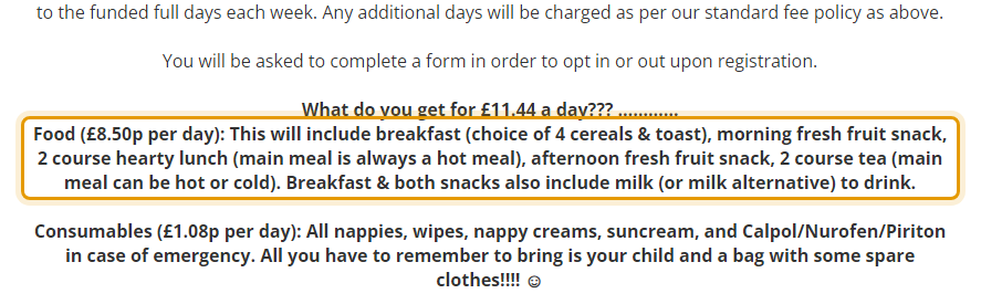 The fees as published on littleacorns-kingswood.co.uk/sessions-and-fees