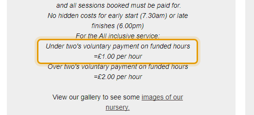 The fees as published on littleacornsyork.co.uk/nursery-fees