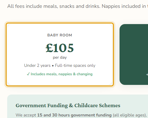 The fees as published on littleangelsealing.co.uk