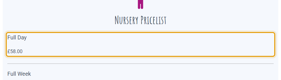 The fees as published on littleangelsroby.co.uk/fees-and-funding