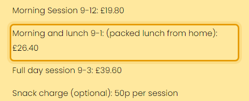 The fees as published on littlebearsdevizes.org.uk/pricing