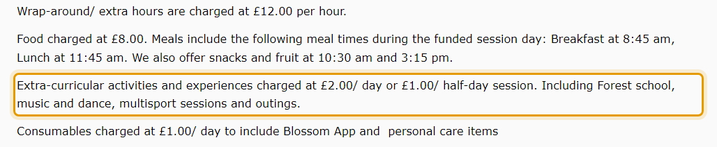 The fees as published on littlecedars.co.uk/affordable-fees
