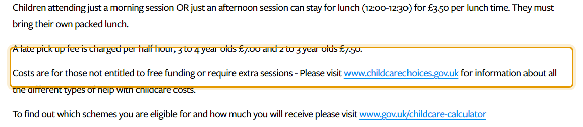 The fees as published on littlefishespreschool.org/sessionsanddates