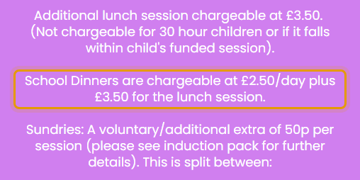 The fees as published on littlegemsluton.co.uk
