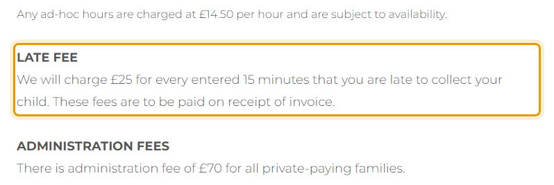 The fees as published on littlestarscambridge.co.uk/sessions-and-fees-2