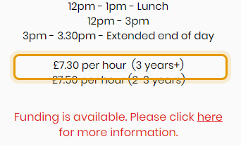 The fees as published on littlestarsfarlington.co.uk/about-us