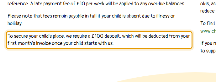 The fees as published on littlestepsrochdale.co.uk/fees-grants