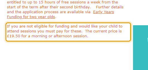The fees as published on longleazepreschoolandnursery.co.uk/sessions