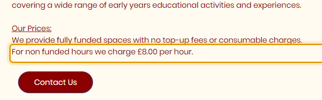 The fees as published on loughtonslittleangels.com/about