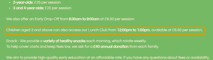 The fees as published on magdalenepreschool.com/staff