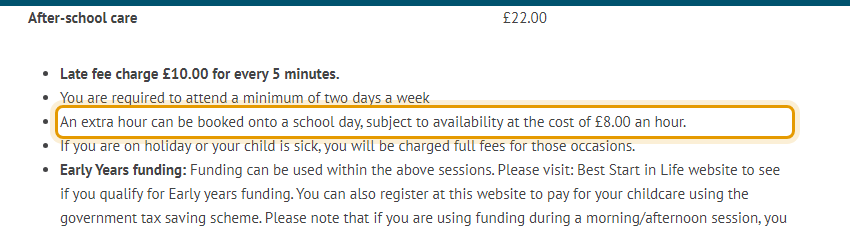 The fees as published on manorgrovemontessori.co.uk