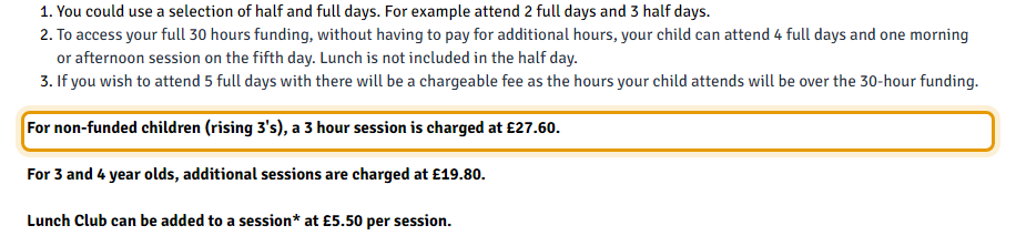 The fees as published on meadownurseryschool.org/admissions