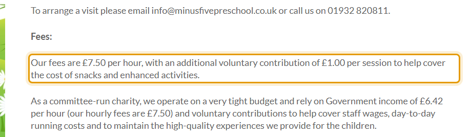 The fees as published on minusfivepreschool.co.uk/index.php/about/session-ti…