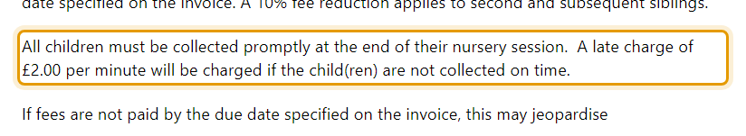 The fees as published on eatonmillnursery.co.uk/parents/nursery-hours