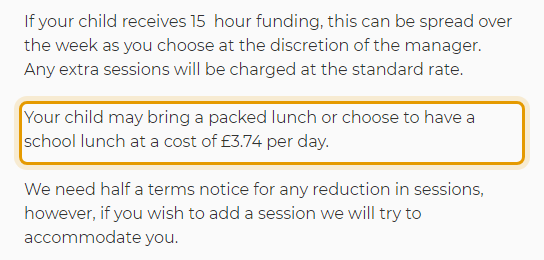 The fees as published on muchhadhampreschool.co.uk/admissions