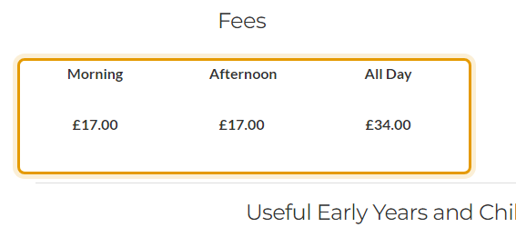 The fees as published on newtonabbotpreschool.com/fees--booking.html