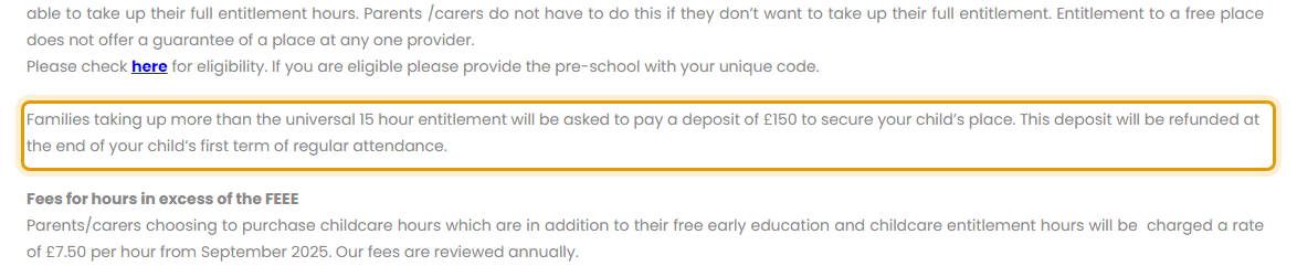 The fees as published on noorulislam.org.uk/pre-school/fees-and-charges