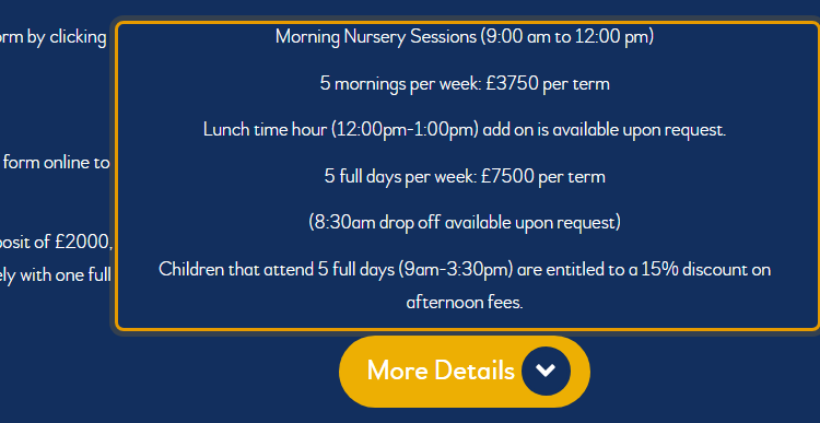 The fees as published on nottinghillnurseryschool.co.uk
