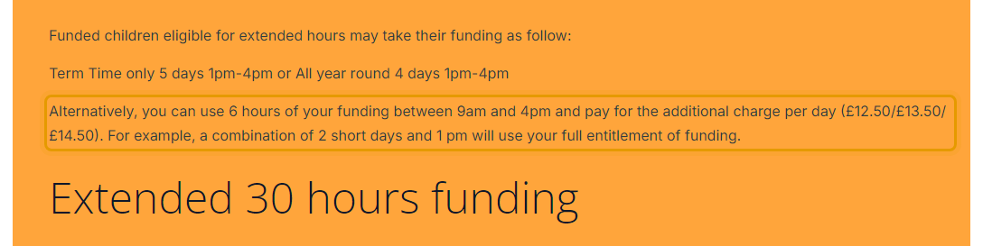 The fees as published on oakcottagenursery.org/sessions-and-fees
