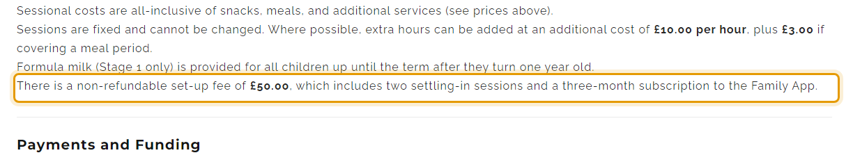 The fees as published on oakhousemontessori.co.uk/sessions-prices