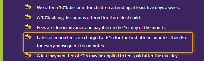 The fees as published on oakleynursery.uk/parents-information/fees