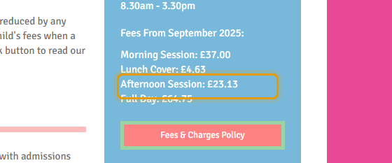 The fees as published on oaksnursery.org.uk/about-us