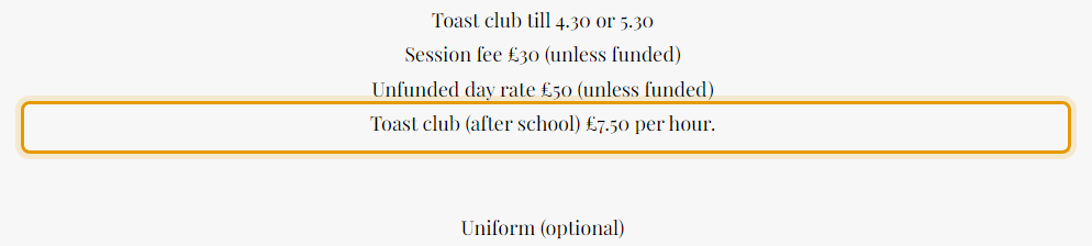 The fees as published on etonpreschool.org/sessions-and-fees