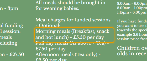 The fees as published on oldschoolnursery.co.uk/nursery-information