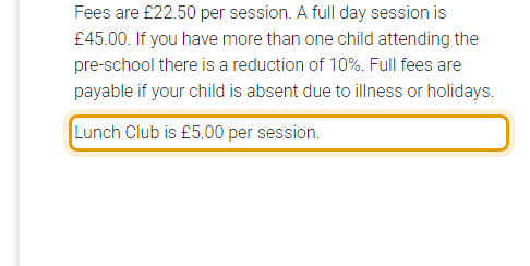 The fees as published on orchardhousepreschool.co.uk/key-dates-2