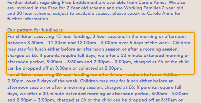 The fees as published on otfordnursery.co.uk/about-us