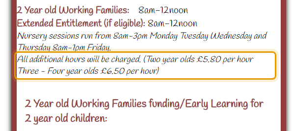 The fees as published on ovingdeannurseryschool.co.uk/blank-page