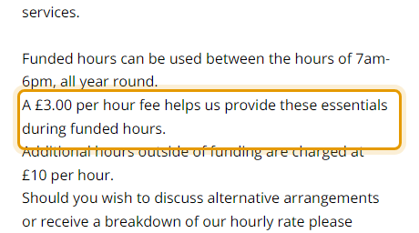 The fees as published on peterpandaynursery.co.uk/nursery-fees