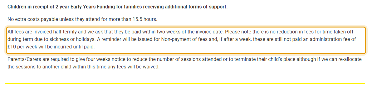 The fees as published on peterpanpreschoolbath.co.uk/admissions/fees