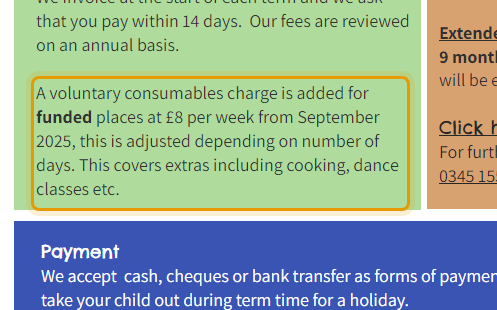 The fees as published on plymtreepreschool.co.uk/fees-funding