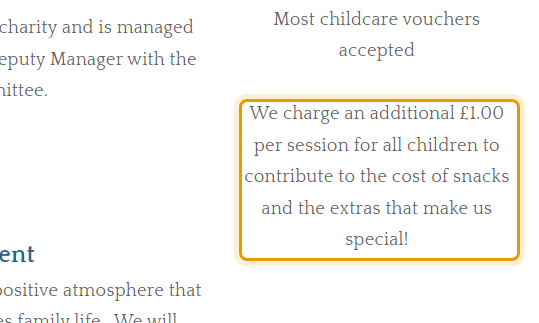 The fees as published on prestoncommunitypreschool.org.uk