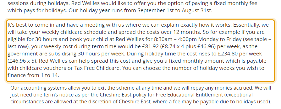 The fees as published on red-wellies.co.uk/price-list