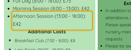 The fees as published on ridgemountnursery.com/price-list-2024
