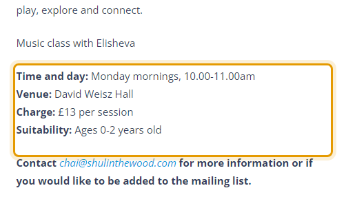 The fees as published on shulinthewood.com/babies