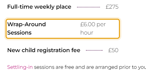 The fees as published on smartiesnursery.org/fees-and-funding