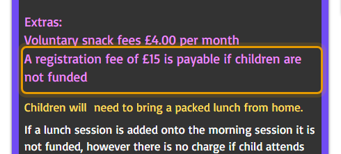 The fees as published on southerncrosspreschool.co.uk/0
