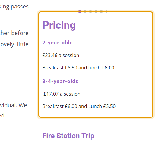 The fees as published on ssnfpreschool.org.uk