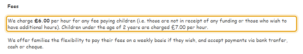 The fees as published on stjohnsppipswich.co.uk/424006277